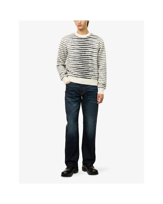Tom Ford White Stripe-Pattern Knitted Jumper for men