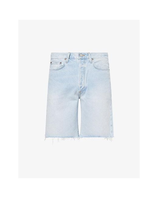 Agolde Blue Anson Frayed-Hem Denim Shorts for men