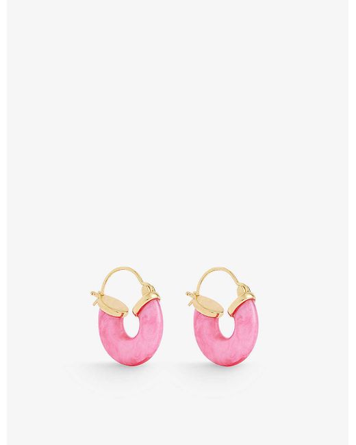 Anni Lu Pink Petit Swell 18ct Yellow Gold-plated Brass And Resin Earrings