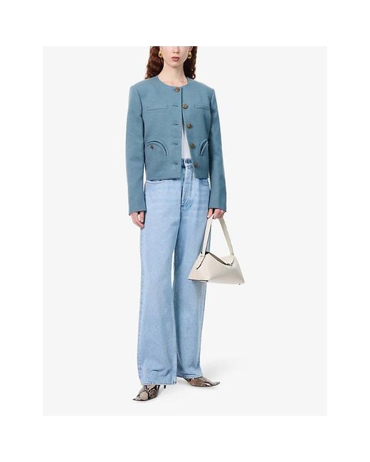 Blazé Milano Blue Shamo Bolero Cropped Wool-Blend Jacket