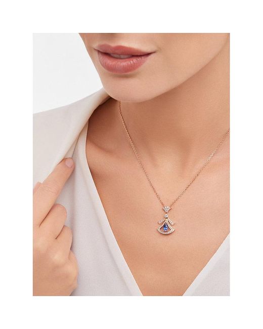 BVLGARI Metallic Divas' Dream 18Ct Rose- 0.46Ct Brilliant-Cut Diamond And Tanzanite Pendant Necklace