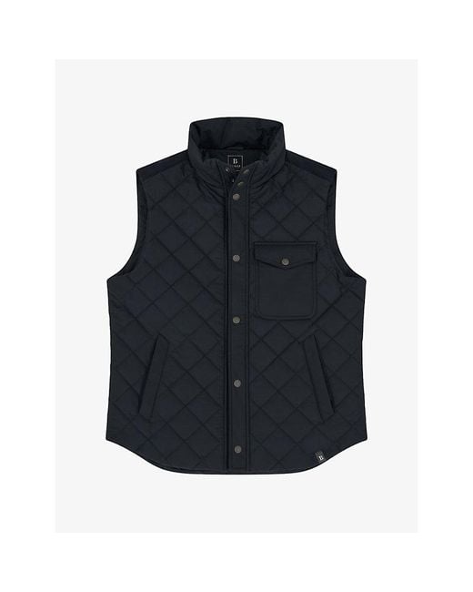 Boggi Blue Padded Patch-Pocket Woven Gilet for men