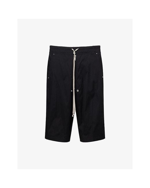 Rick Owens Black Bela Pods Drawstring Stretch-Cotton Trousers for men