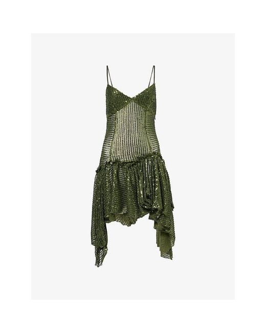 Siedres Green Lustina Backless Sequinned Mini Dress
