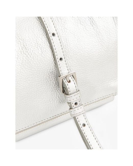 Whistles White Sofia Fold-over Leather Baguette Shoulder Bag