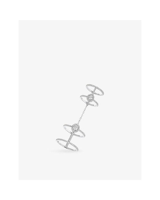 Messika White Glam'Azone Double Diamond Pavé Ring