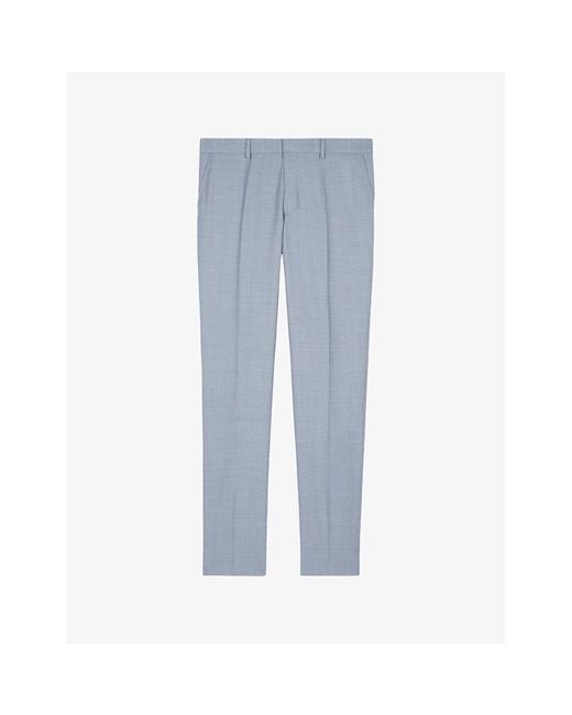 The Kooples Blue Tapered-Leg Slim-Fit Wool Trousers for men