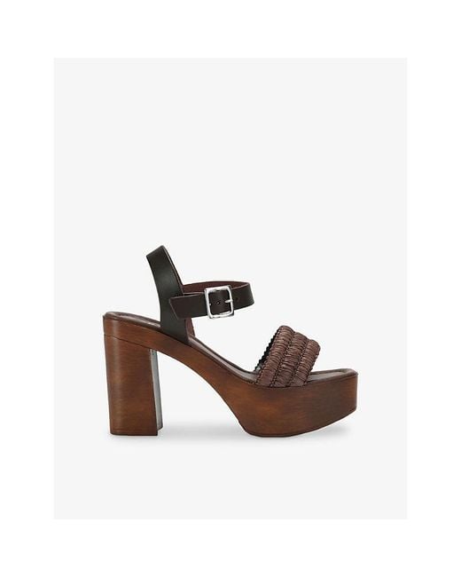 Carvela Kurt Geiger Brown Sassari Leather And Raffia Heeled Sandals