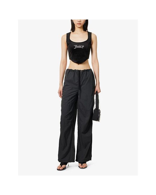 Juicy Couture Gray Ayla Drawstring-waist Shell Trousers