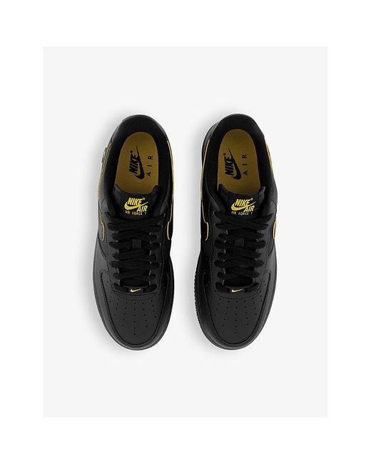 Nike Black Air Force 1 '07 Logo-embellished Leather Low-top Trainers for men