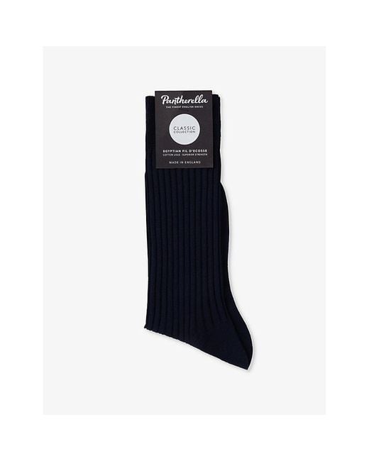 Pantherella Blue Danvers Branded Cotton-Blend Socks for men