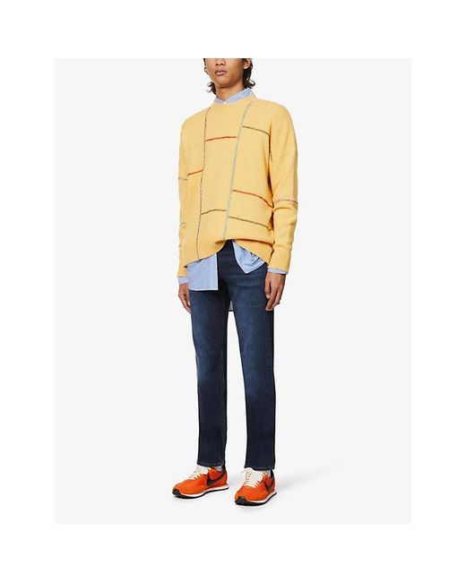 7 For All Mankind Blue Standard Luxe Performance Regular-Fit Straight-Leg Stretch-Denim Jeans for men