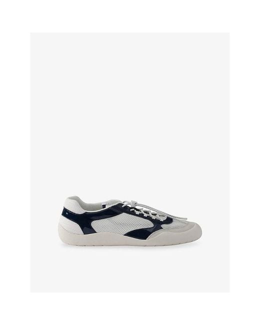 Prada White Speedrock Leather And Mesh Trainers for men