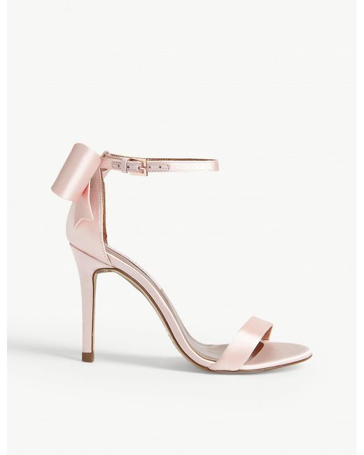 Ted Baker Pink Bowtifl Bow Heeled Satin Sandals
