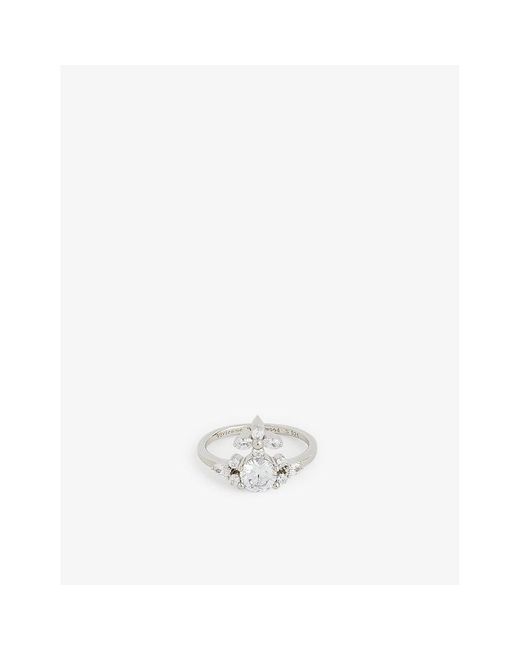 Vivienne Westwood White Colette Platinum-plated Sterling-silver And Cubic Zirconia Ring