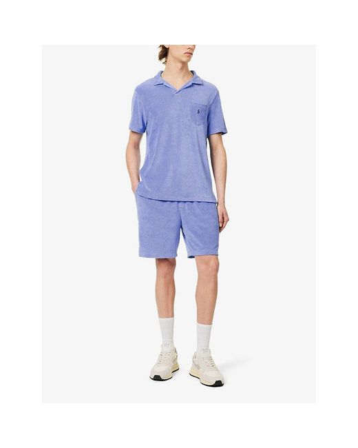 Polo Ralph Lauren Blue Brand-embroidered Terry-texture Cotton-blend Polo Shirt Xx for men