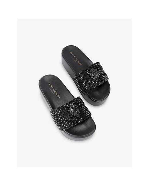 Kurt Geiger Black Meena Eagle Platform Sandals