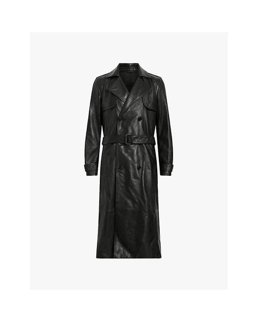 Men's Lapel Double-Breasted Leather Trench Coat Men's Lapel Double-Breasted Leather Trench Coat