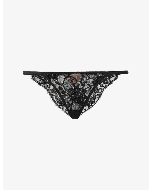 Coco De Mer Hera Floral-embroidered Mid-rise Stretch-lace Briefs in ...