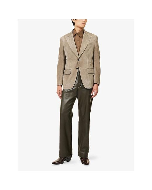 Tom Ford Natural Dyllan Peak-Lapels Suede Blazer Jacket for men