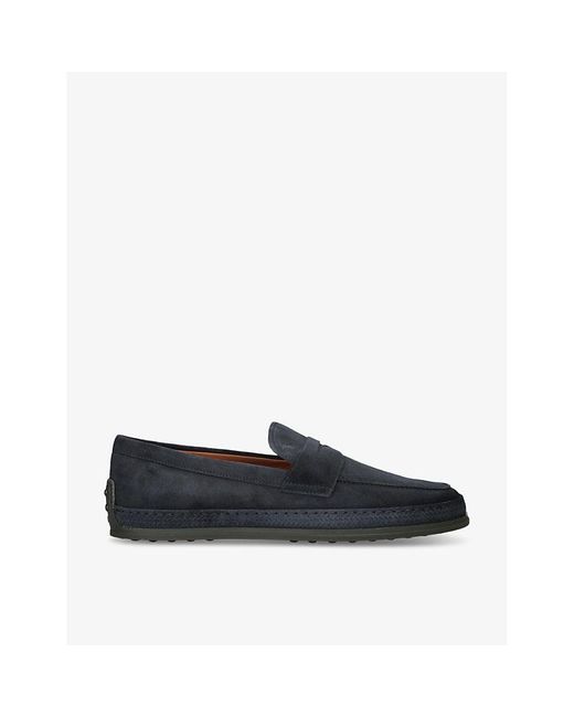 Tod's Black Gomma Tv Slip-On Suede Loafers for men