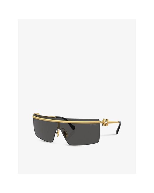 Miu Miu Black Mu 50zs Irregular-frame Metal Sunglasses