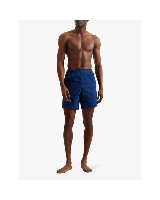 Ted Baker Blue Tjacks Graphic-print Regular-fit Woven Swim Shorts for men