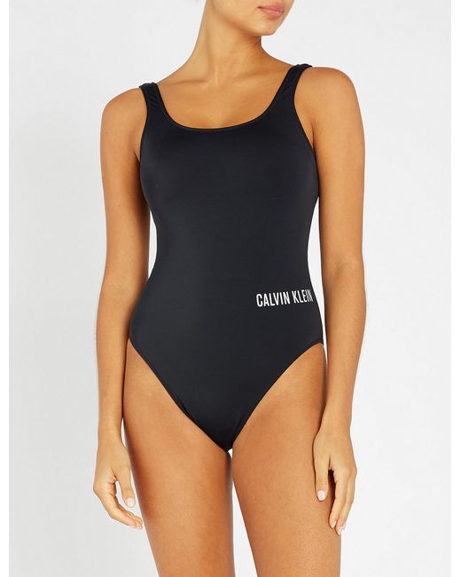 Calvin Klein Black Square Scoop One Piece-rp Swimsuit