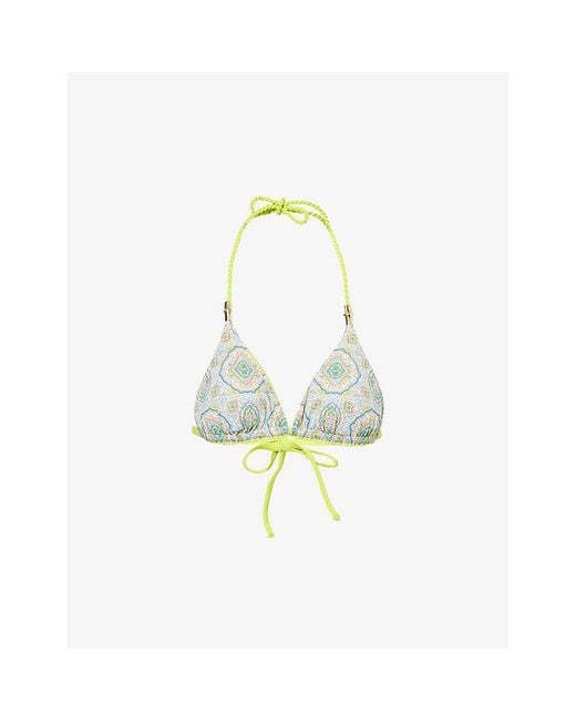 Heidi Klein White Hacienda Reversible Triangle Bikini Top