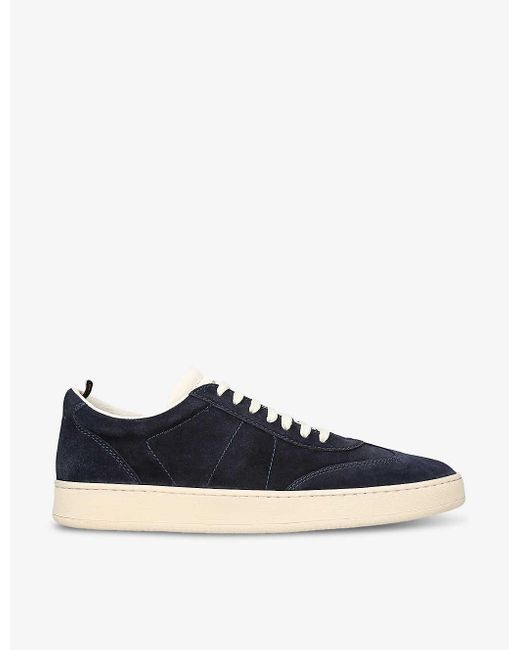 Officine Creative Blue Kombi Logo-embossed Suede And Leather Low-top Trainers for men