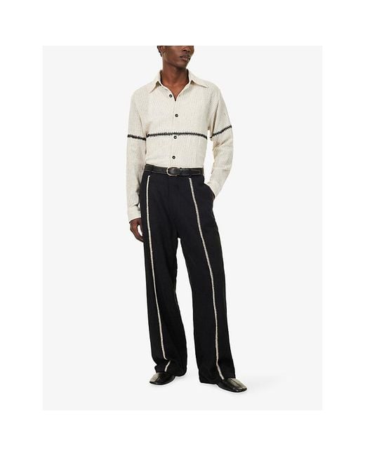 Kartik Research Black Rabari Sultan Embroidered Cotton Trousers for men