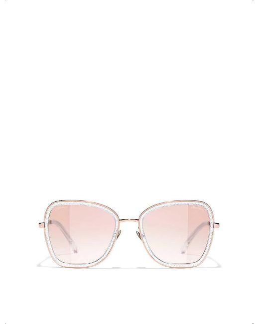 Chanel Pink Ch4277b Square-frame Metal Sunglasses