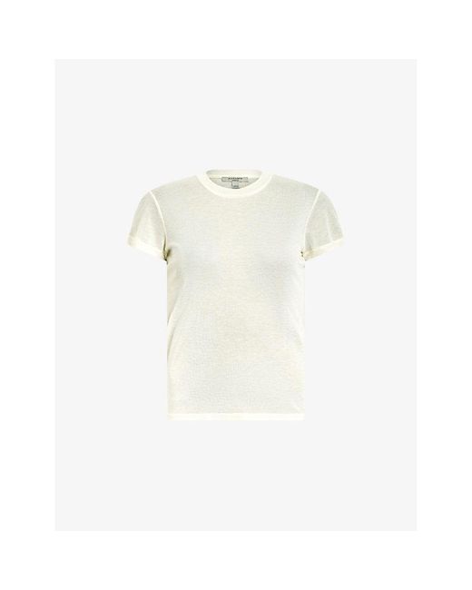 AllSaints White June Round-Neck Short-Sleeve Woven T-Shirt