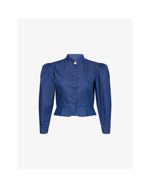 D'Estree Blue Amoako Puff-Sleeve Denim Jacket