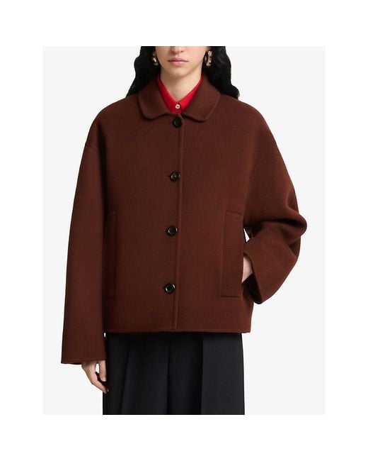 Marni Brown Short Dropped-Shoulder Wool And Cashmere Jacket