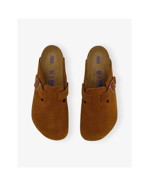 Birkenstock Brown Boston Logo-Embossed Suede-Leather Clogs for men