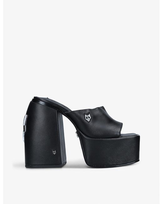 Naked Wolfe Black Jenna Platform-heel Leather Mules