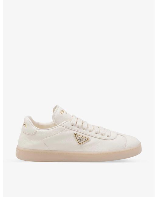 Prada White Brand-patch Leather Low-top Trainers