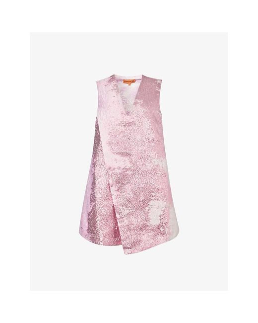 Stine Goya Pink Tamar Metallic-thread Woven Mini Dress