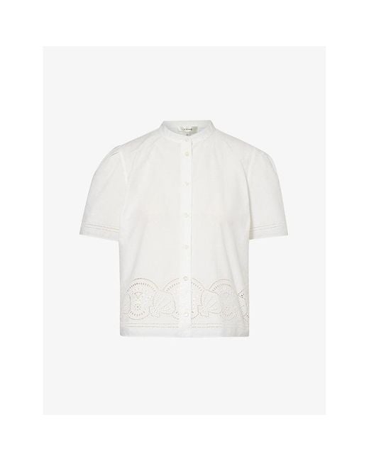 FRAME White Broderie Anglaise-embroidered Cotton-poplin Shirt
