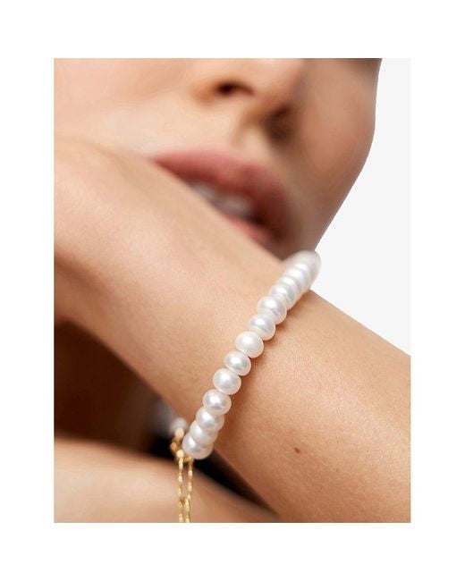 Monica Vinader White Nomade 18Ct Vermeil And Pearl Bracelet