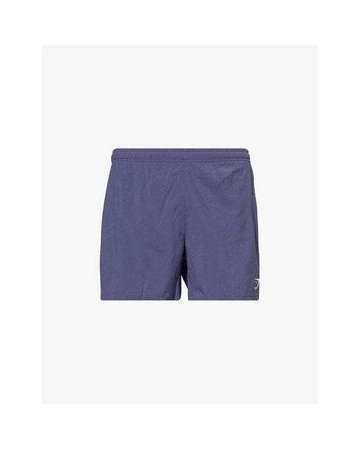 GYMSHARK Blue Arrival 5' Logo-Print Woven Shorts for men