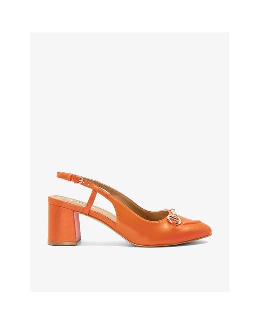 Dune Cassie Horsebit-embellished Leather Slingback Heels in Orange | Lyst  Canada