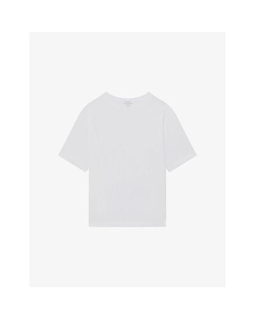 Reiss White Tate Relaxed-Fit Short-Sleeve Cotton T-Shirt for men