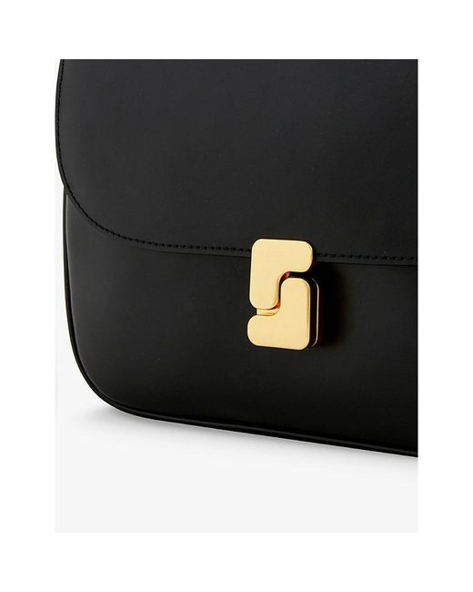 Soeur Black Leather Buckled Belissima Maxi Branded-buckle Cross-body Bag