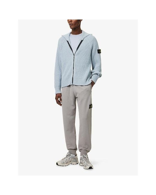 Stone Island Gray Logo-Patch Tapered Cotton Jogging Bottoms for men