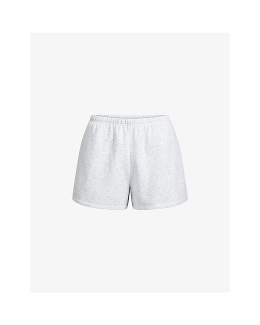Skims White Classic Cotton-Fleece Shorts