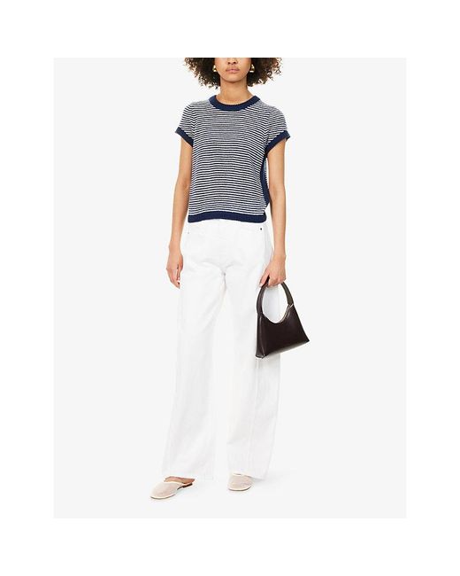 ME+EM White Exaggerated Tapered Cotton Jeans