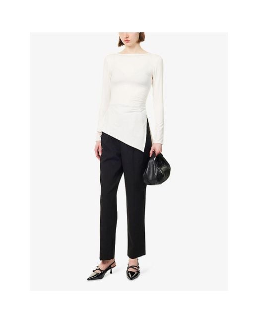 Reformation White Margot Split-Seam Stretch-Jersey Top