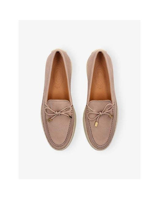 Tod's Natural Laccetto 92K Suede Loafers